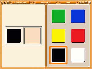 Obrazovka úkolu: určení stejné barvy